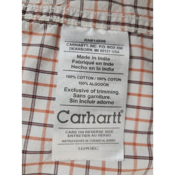 Carhartt Men's Gingham Plaid Button Down Collar Long Sleeve Shirt Size Large - Picture 6 of 11